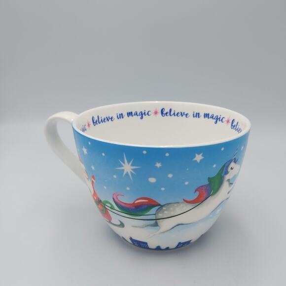 Portobello by Design Santa & Sleigh pulled by Unicorns 16 oz Believe in Magic - Picture 1 of 6